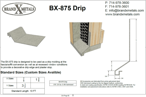 BX-875Drip at Fascia & Soffit Conversion Recessed Wiindow Brand X Metals Inc