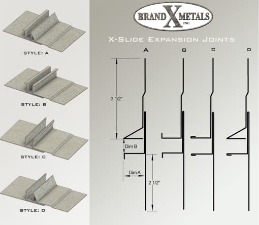 Expansion Joints X-Slide Galvanized Steel Brand X Metals Inc